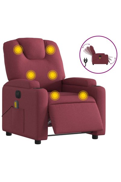 vidaxl Fotoliu electric de masaj rabatabil, roșu vin, textil