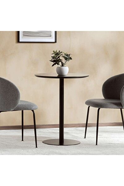 PAN HOME Bian 2 Seater Dining Table Round Wood - Black