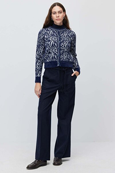 PAULMARK Women's high-waisted pants with knitted waistband detail