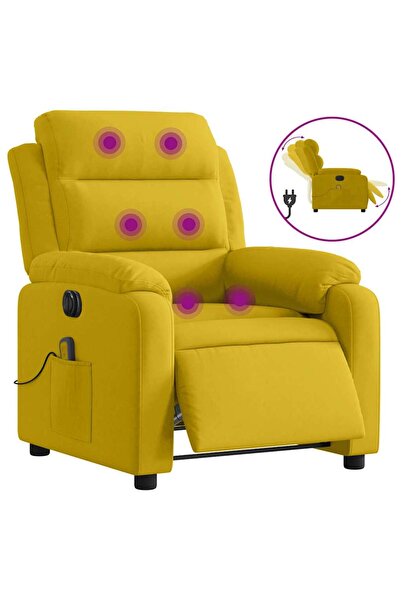 vidaxl Fotoliu de masaj electric rabatabil, galben, catifea