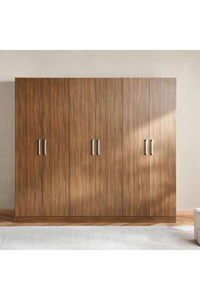 PAN HOME Flexo 6 Door Wardrobe - Almond
