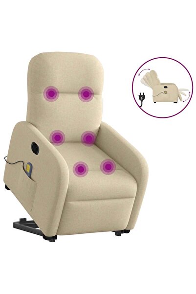 vidaxl Fotoliu electric de masaj rabatabil cu ridicare, crem, textil