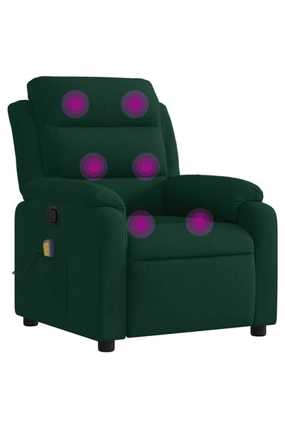 vidaxl Fotoliu reclinabil cu masaj, verde închis, catifea