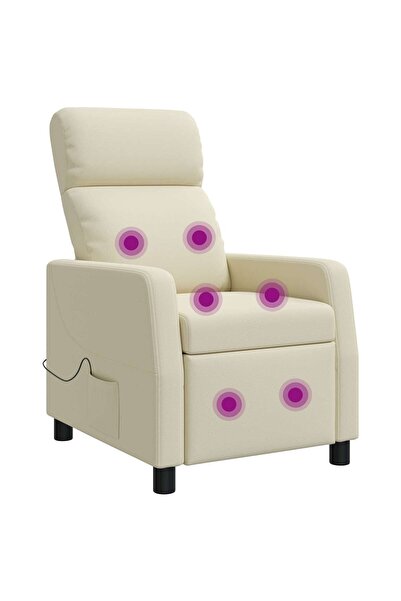 vidaxl Reclinabil cu masaj Crem Piele artificială