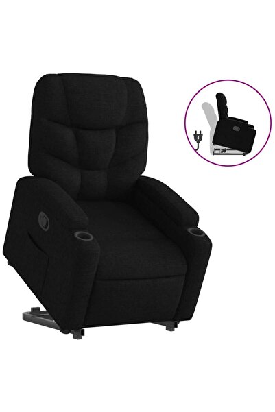 vidaxl Fotoliu rabatabil cu ridicare pe verticală, negru, textil