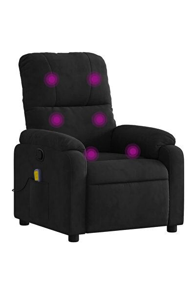 vidaxl Fotoliu reclinabil cu masaj, material microfibră neagră