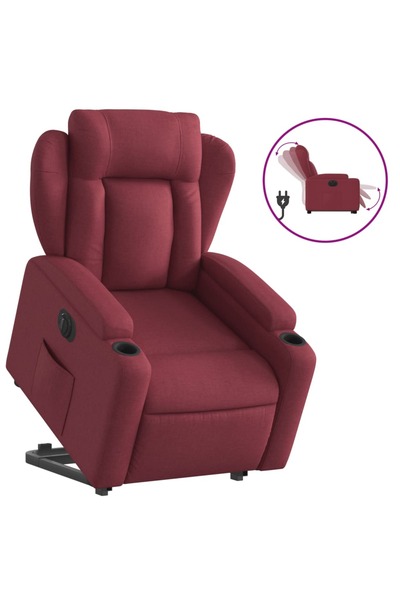 vidaxl Fotoliu electric rabatabil cu ridicare, roșu vin, textil
