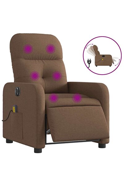 vidaxl Fotoliu electric de masaj rabatabil, maro, textil