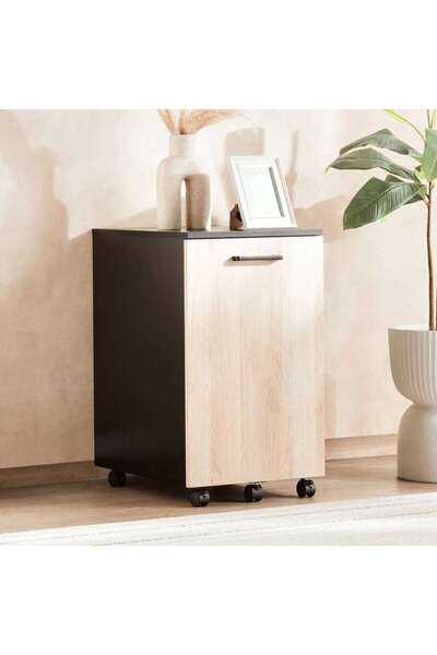 PAN HOME Peonara Office Cabinet With 1 Door Melamine - Natural & Black