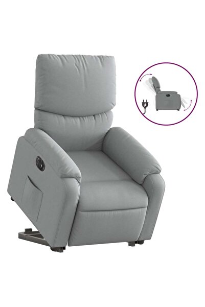vidaxl Fotoliu electric rabatabil cu ridicare, gri deschis, textil