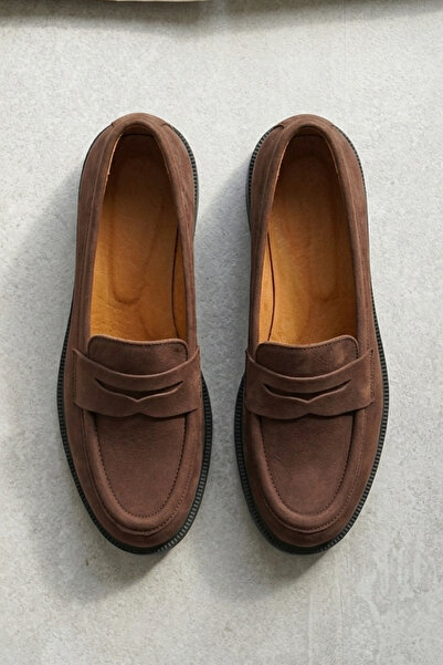GRADA Brown Nubuck Women's Loafer Shoes Genuine Nubuck Leather Soft Casual Wo...