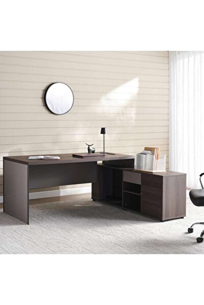PAN HOME Leno Office Desk 180cm - Dark Oak Top