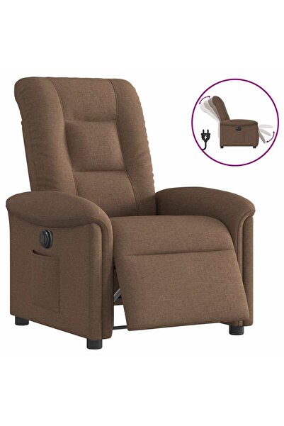vidaxl Fotoliu rabatabil electric, maro, material textil
