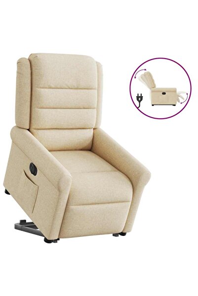 vidaxl Fotoliu electric rabatabil cu ridicare, crem, textil