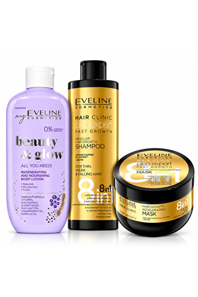 Eveline Cosmetics Set Eveline Păr + Corp – Șampon Oleo Expert Fast Growth 400...