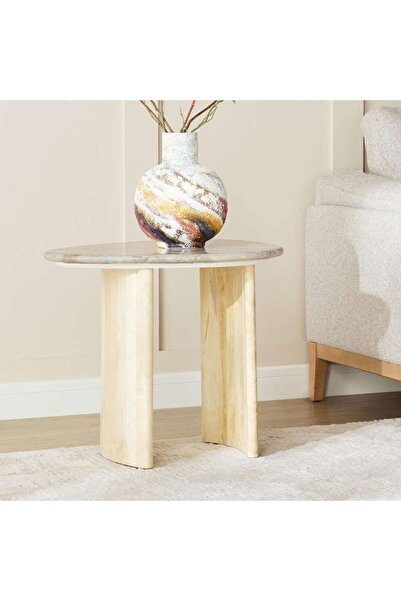PAN HOME Minero End Table Marble - Grey & Natural