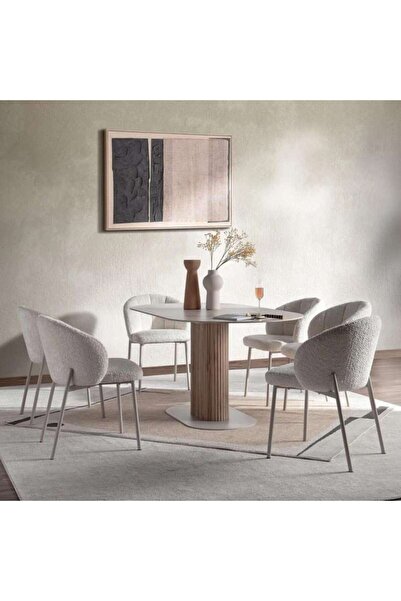 PAN HOME ARCHER NEW 1+6 DINING SET TRAVERTINE - BEIGE GREY