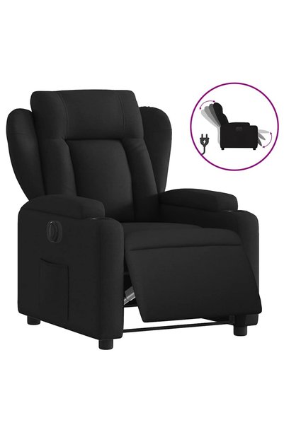 vidaxl Fotoliu rabatabil electric, negru, material textil