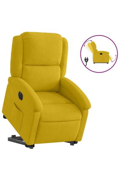 vidaxl Fotoliu electric rabatabil cu ridicare, galben, catifea