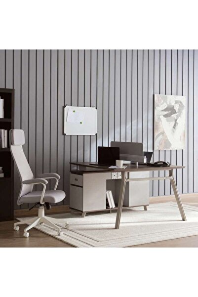 PAN HOME Brooke Office Work Station For 2 Person - Walnut Grey