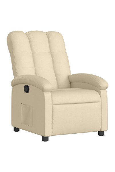 vidaxl Fotoliu rabatabil, material textil crem