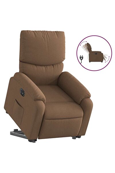 vidaxl Fotoliu electric rabatabil cu ridicare, maro, textil