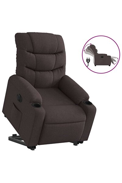 vidaxl Fotoliu electric rabatabil cu ridicare, maro închis, textil