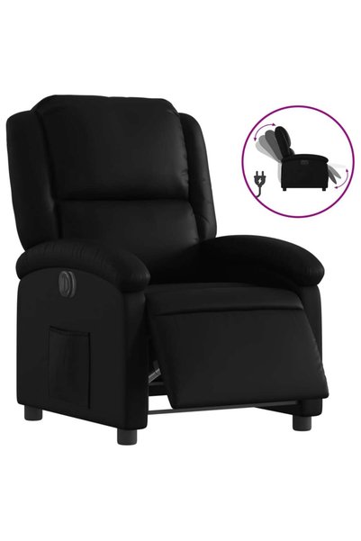 vidaxl Fotoliu rabatabil electric, negru, piele ecologică