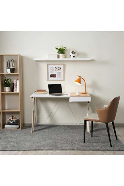 PAN HOME Killoren Writing Desk With Drawer -white Natural