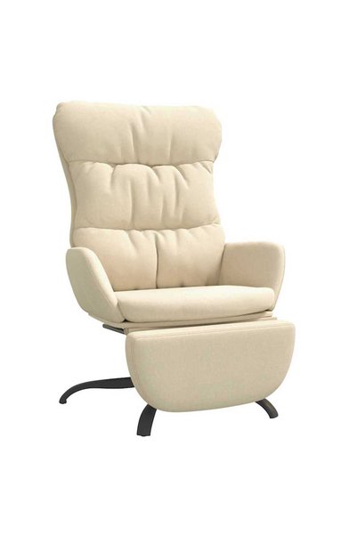 vidaxl Scaun de relaxare cu taburet, crem, material textil