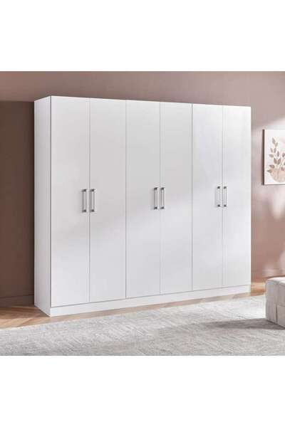 PAN HOME Flexo 6 Door Wardrobe - White
