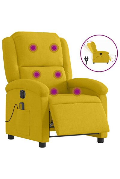 vidaxl Fotoliu de masaj electric rabatabil, galben, catifea