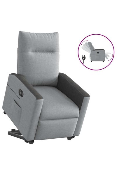 vidaxl Fotoliu electric rabatabil cu ridicare, gri deschis, textil