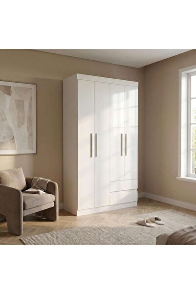 PAN HOME Enstatite 4 Door Wardrobe With 2 Drawers-white