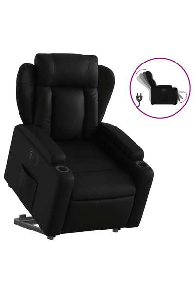 vidaxl Fotoliu rabatabil electric cu ridicare, negru, piele ecologică