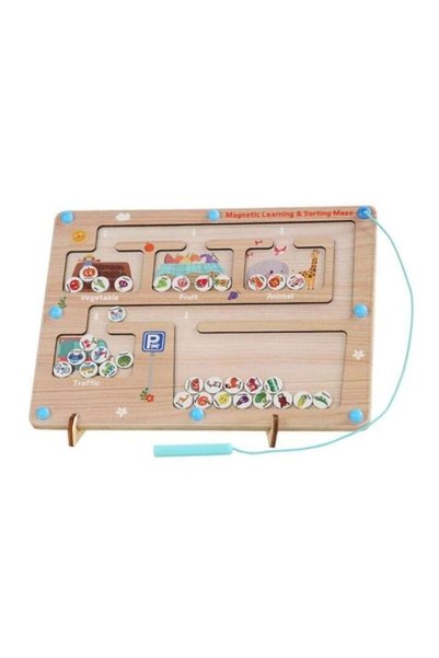 OEM Joc interactiv educativ Montessori labirint magnetic cu bile colorate cat...