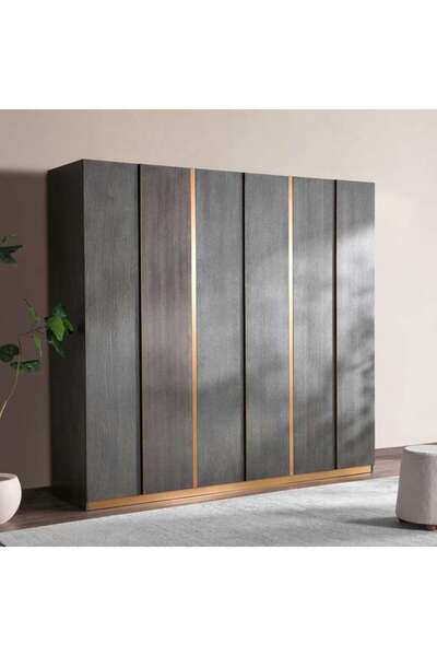PAN HOME Oakland 6 Door Wardrobe - Brown