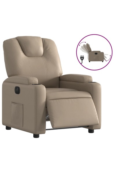 vidaxl Fotoliu rabatabil electric, cappuccino, piele ecologică