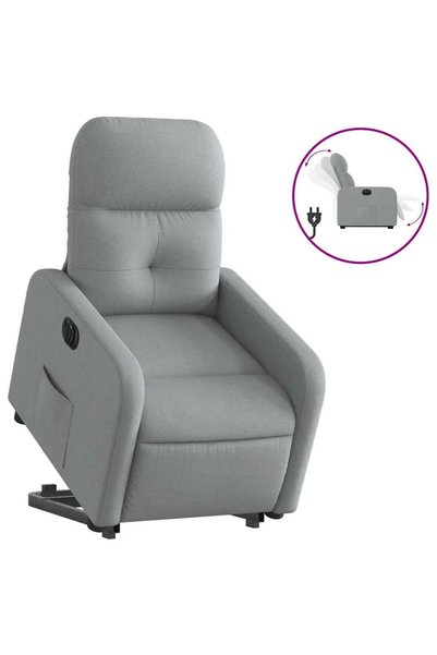 vidaxl Fotoliu electric rabatabil cu ridicare, gri deschis, textil