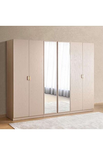 PAN HOME Adaline 6 Door Wardrobe With Mirror - Grey