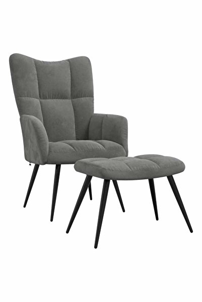 vidaxl Scaun de relaxare cu taburet, gri închis, catifea
