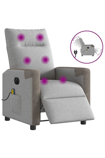 vidaxl Scaun reclinabil electric pentru masaj Cloud Grey Fabric