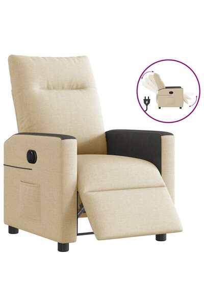 vidaxl Fotoliu rabatabil electric, crem, material textil