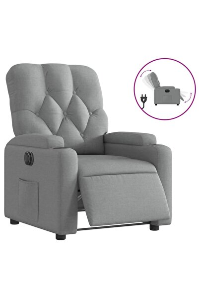 vidaxl Fotoliu rabatabil electric, gri deschis, textil