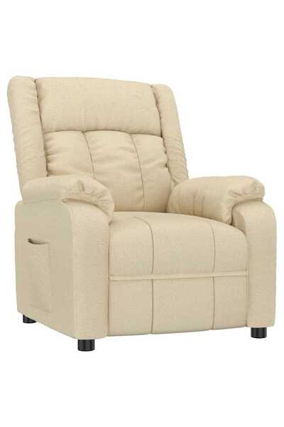 vidaxl Fotoliu rabatabil, crem, material textil
