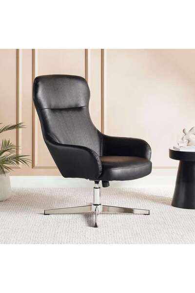 PAN HOME Formal Office Single Seater Sofa Pu + Chrome Legs