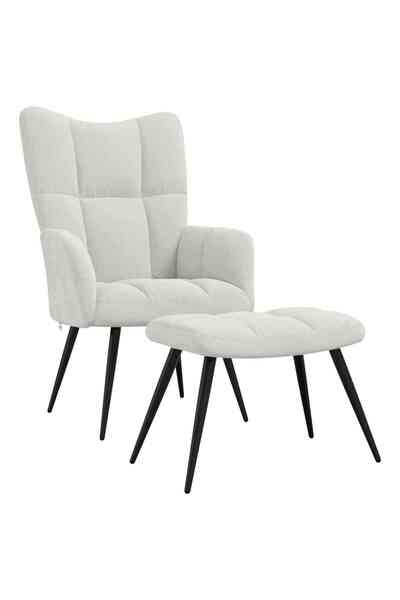 vidaxl Scaun de relaxare cu taburet, alb crem, catifea