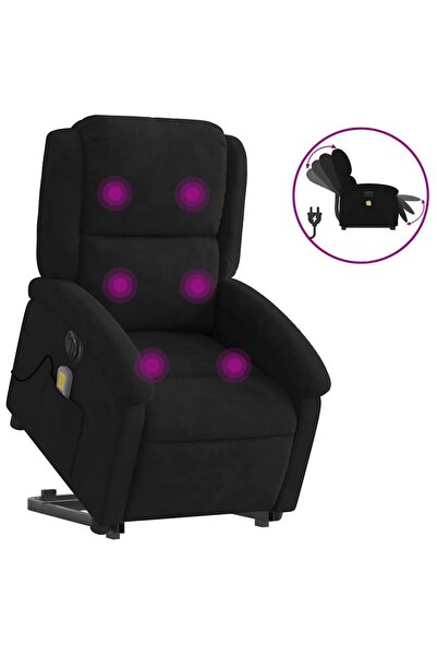 vidaxl Fotoliu electric de masaj rabatabil cu ridicare, negru, catifea