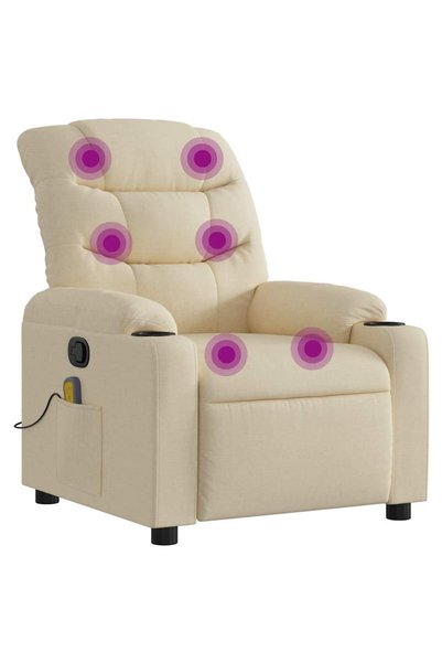 vidaxl Fotoliu de masaj reclinabil, material textil crem
