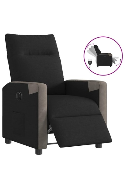 vidaxl Fotoliu rabatabil electric, negru, material textil